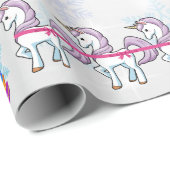Unicorns Pulling Santa's Sleigh Add Child's Name Wrapping Paper (Roll Corner)