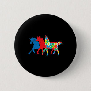 Unicorns Puzzle Blue Red Autism Awareness ASL Girl Button