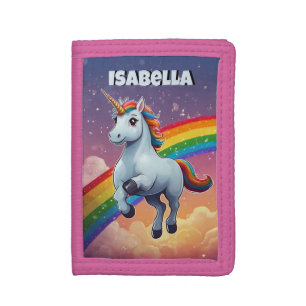 Unicorn's Rainbow Dance in the Sky Personalized Tri-fold Wallet