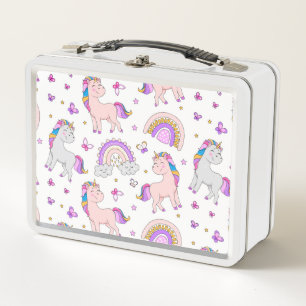 Unicorns Rainbows and Butterflies Metal Lunch Box