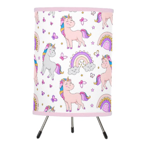 Unicorns Rainbows and Butterflies  Tripod Lamp