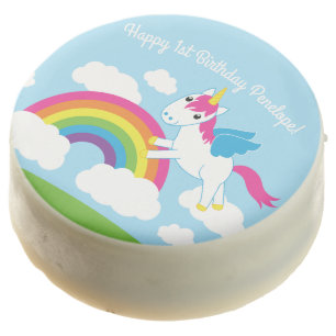 Unicorns & Rainbows Cute 1st Birthday Party Theme Chocolate Covered Oreo