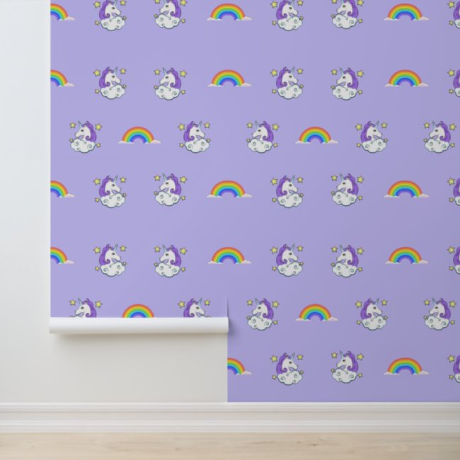 Unicorns & Rainbows Kids Design Wallpaper