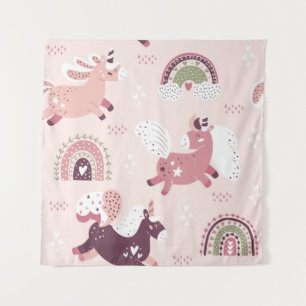 Unicorns Rainbows: Pastel Magic Background. Tapestry