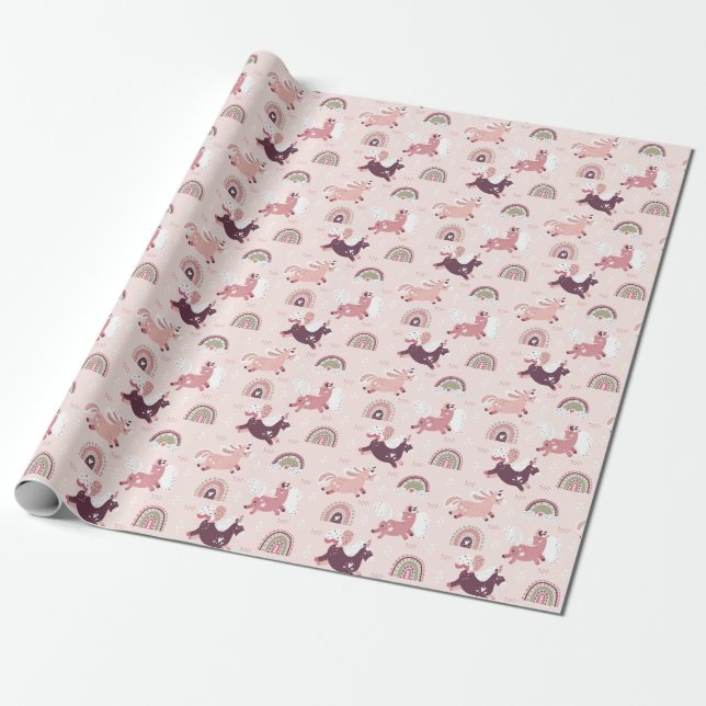 Unicorns Rainbows: Pastel Magic Background. Wrapping Paper (Unrolled)