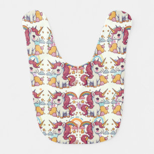 Unicorns & Rainbows Pattern Baby Bib