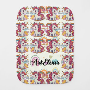 Unicorns & Rainbows Pattern Baby Burp Cloth