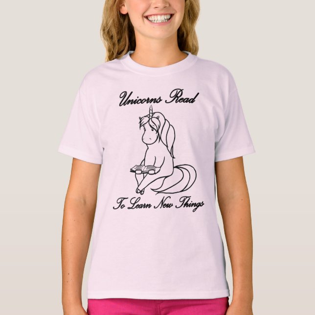 Unicorns Read To Learn New Things T-Shirt - BL (Front)