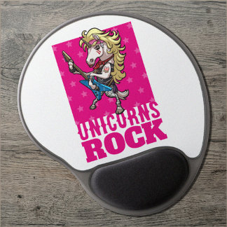 Unicorns Rock Metal Guitarist Unicorn Lover Gift Gel Mouse Pad