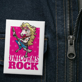 Unicorns Rock Party Animal Glam Unicorn Lover Gift Button