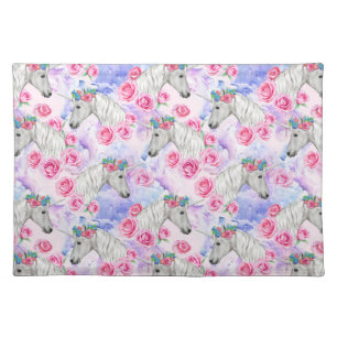 Unicorns & Roses Pattern Cloth Placemat