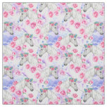 Unicorns &amp; Roses Pattern Fabric