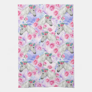 Unicorns & Roses Pattern Kitchen Towel