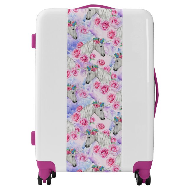 Unicorns & Roses Pattern Luggage (Front)