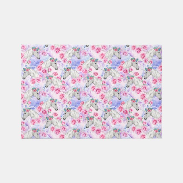 Unicorns & Roses Pattern Rug (Front)