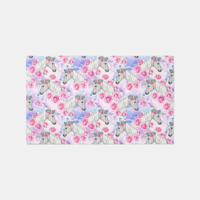 Unicorns & Roses Pattern Rug (Front)