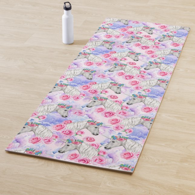 Unicorns & Roses Pattern Yoga Mat (In Situ)