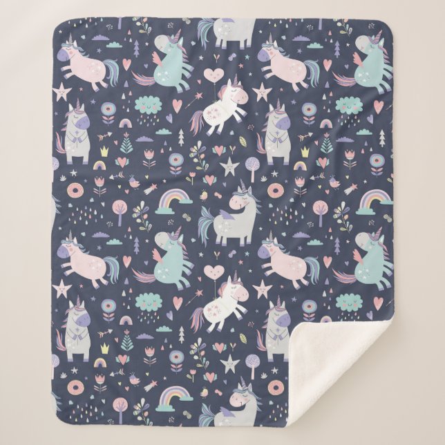 Unicorns Sherpa Blanket (Front)