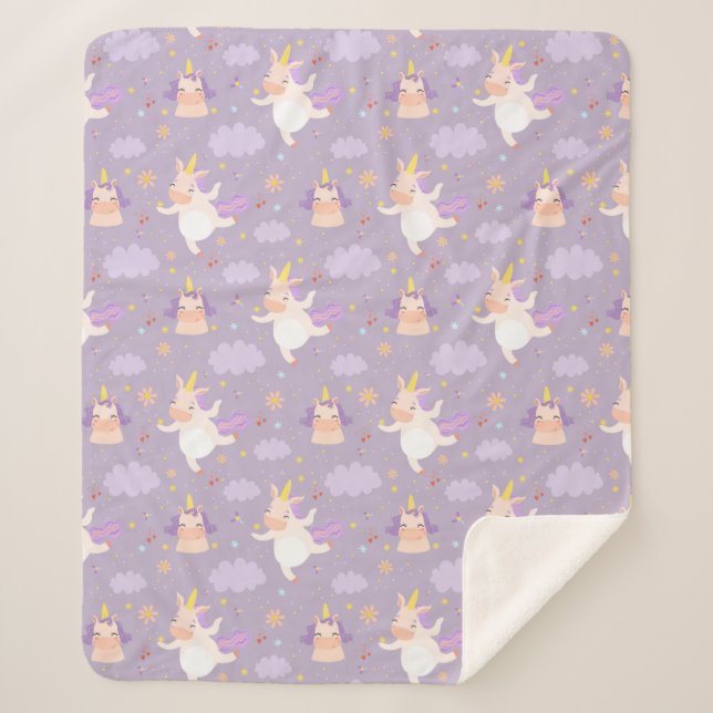 Unicorns Sherpa Blanket (Front)