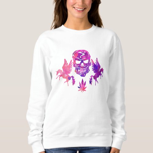 Unicorns Skull and Weed Sweatshirt