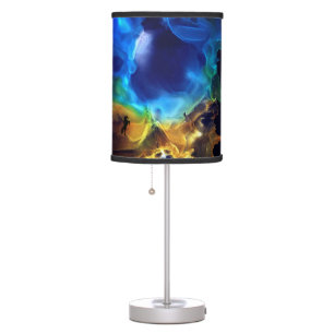 Unicorns Space Nebula blue yellow Alcohol ink art Table Lamp