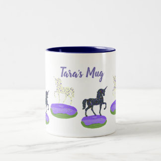 Unicorns Sweet  Donuts Art Two-Tone Coffee Mug