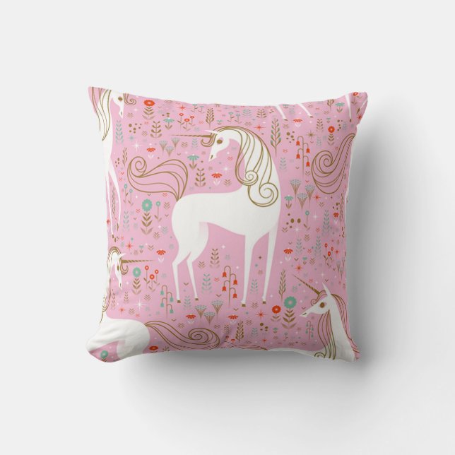 Unicorns Throw Pillow (Front)