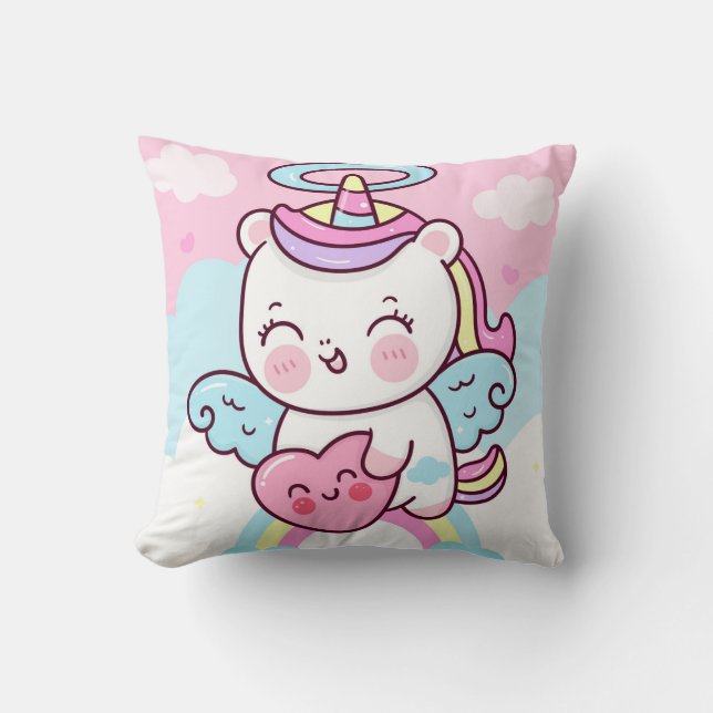  Unicorns Throw Pillow (Front)