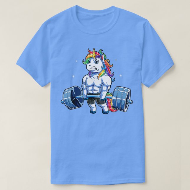 Unicorns Weightlifting Deadlift Gym Women  Fathers T-Shirt (Design Front)