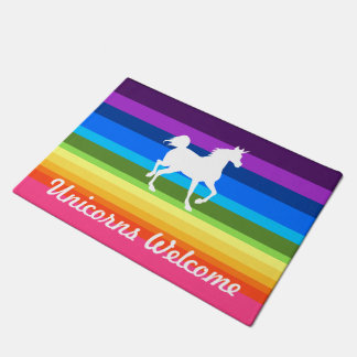 Unicorns Welcome Rainbow Doormat