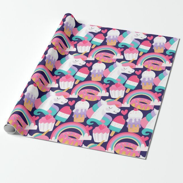 Unicorns Wrapping Paper (Unrolled)
