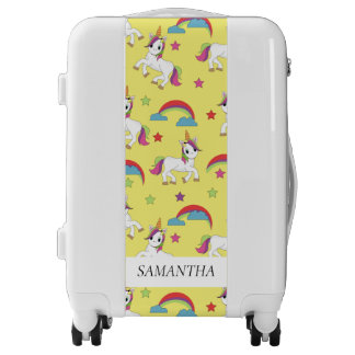 Unicorns Yellow Custom Luggage