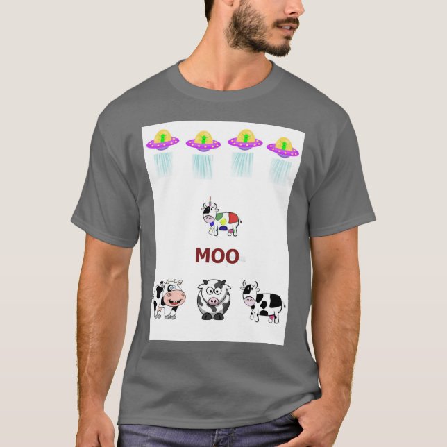 Unicow/cows, spaceship, UFO, cute T-Shirt (Front)