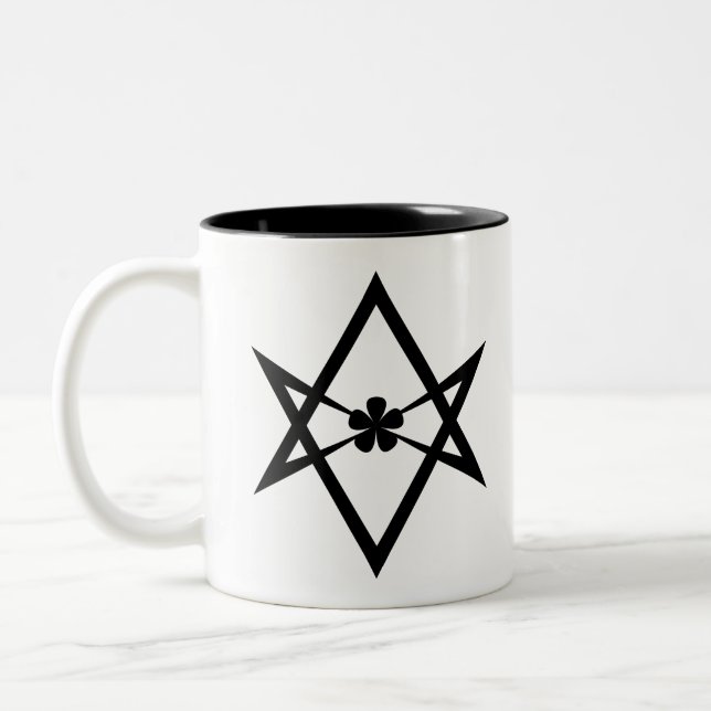 unicursal hexagram Two-Tone coffee mug (Left)