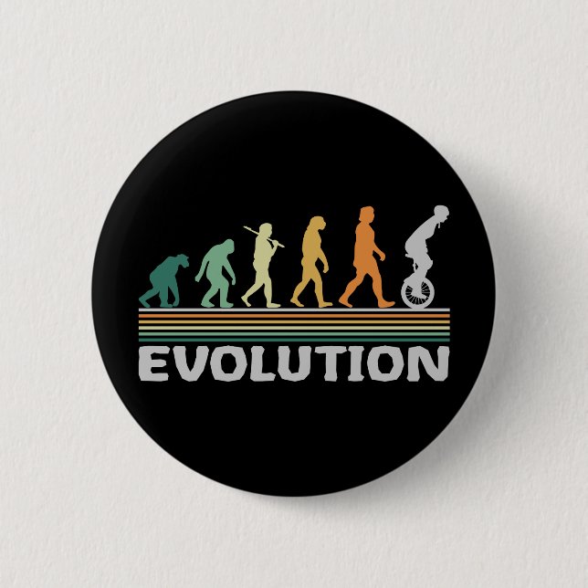 Unicycle Circus Artist Evolution Retro Funny Button (Front)