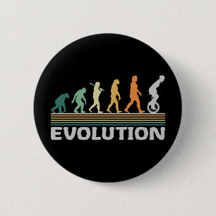 Unicycle Circus Artist Evolution Retro Funny Button