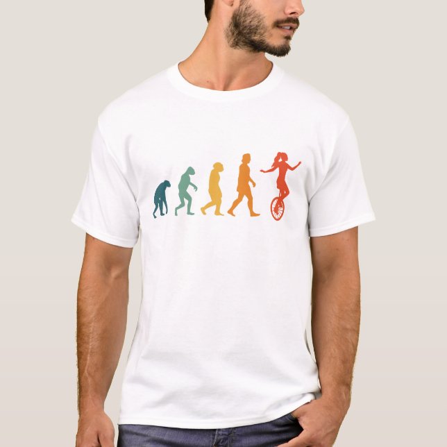 Unicycle Evolution Retro Unicyclist T-Shirt (Front)