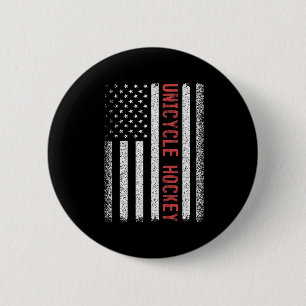 Unicycle Hockey American Flag 4th Of July Women Me Button