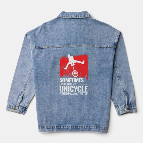 Unicycle Monocycle For Kids Unicyclist Cyclist Uni Denim Jacket