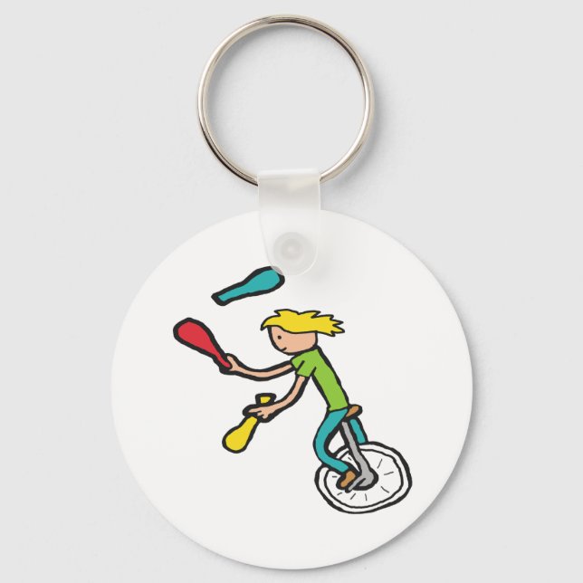 Unicycling Juggler Keychain (Front)