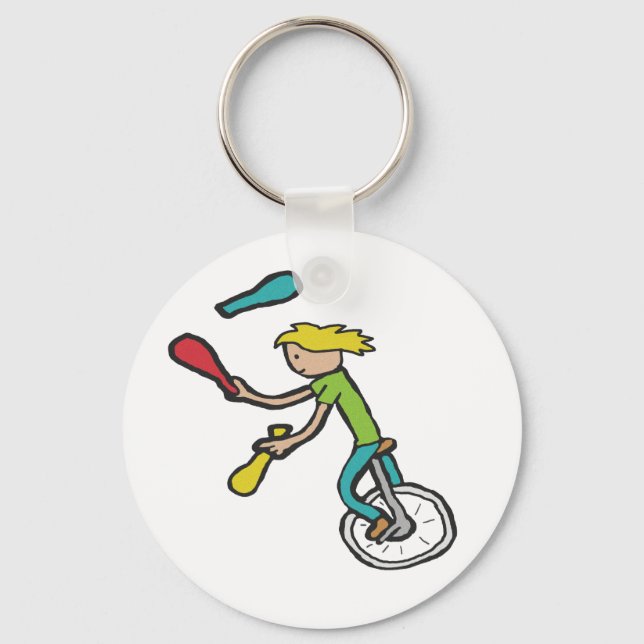 Unicycling Juggler Keychain (Front)
