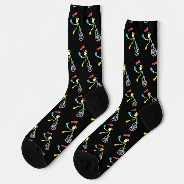 Unicycling Stickman Juggler Socks (Left)