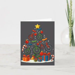 Unicycling Unicycle Christmas Tree Xmas  Card