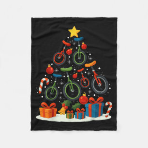 Unicycling Unicycle Christmas Tree Xmas  Fleece Blanket