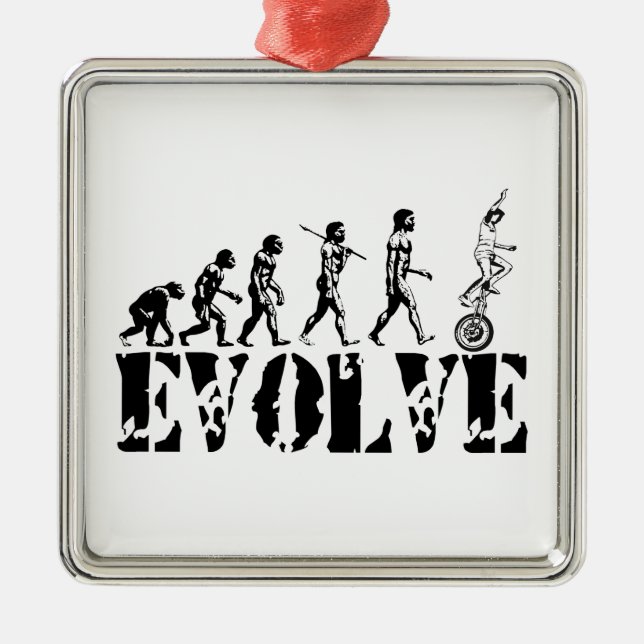Unicycling Unicyclist Unicycle Evolution Sports Metal Ornament (Front)