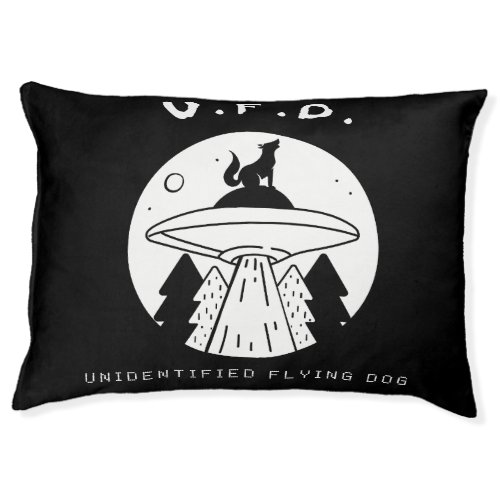 Unidentified Flying Dog U F D  Dog Atop UFO Pet Bed