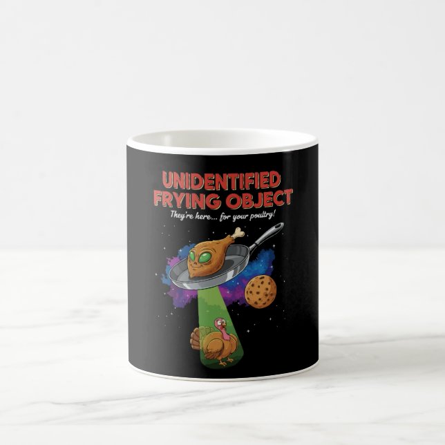  Unidentified Frying Object Funny Alien UFO Turkey Coffee Mug (Center)
