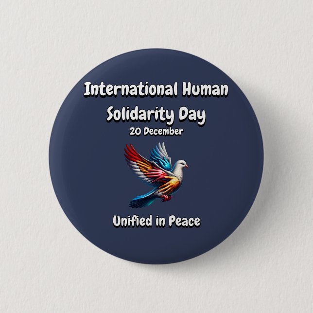 Unified in Peace. Human Solidarity Day.  Button (Front)