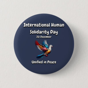 Unified in Peace. Human Solidarity Day.  Button