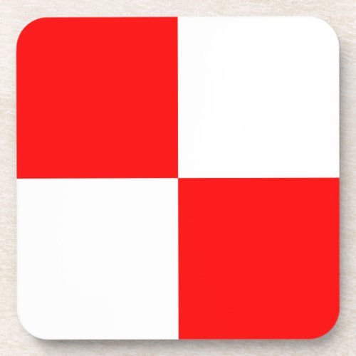 Uniform red white checkered square drink coaster